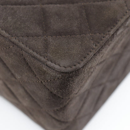 CHANEL Handbag Suede Brown Plastic Chain Vanity