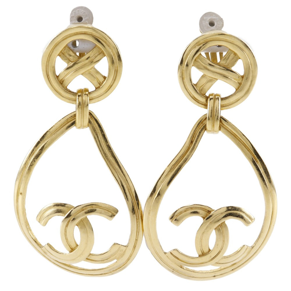 CHANEL Earring Plated Gold gold teardrop COCO Mark