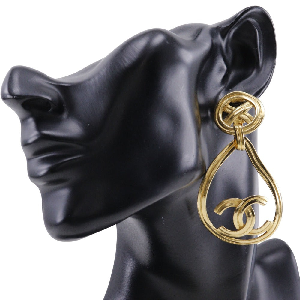 CHANEL Earring Plated Gold gold teardrop COCO Mark