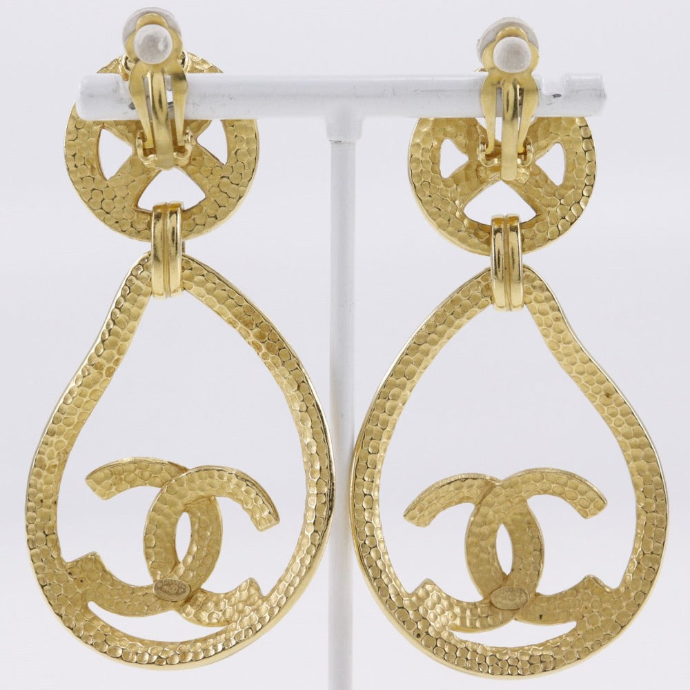 CHANEL Earring Plated Gold gold teardrop COCO Mark