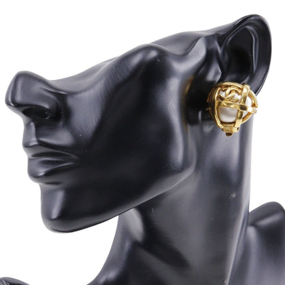 CHANEL Earring Plated Gold, Faux Pearl gold vintage COCO Mark