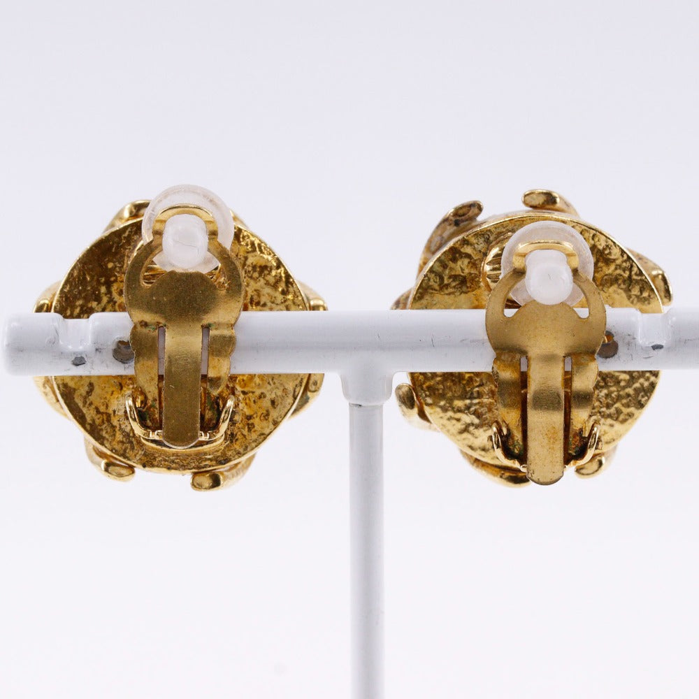CHANEL Earring Plated Gold, Faux Pearl gold vintage COCO Mark