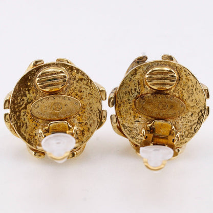 CHANEL Earring Plated Gold, Faux Pearl gold vintage COCO Mark