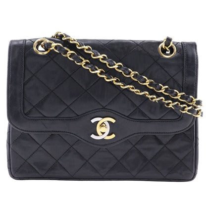 CHANEL Shoulder Bag lambskin black Matrasse ChainShoulder