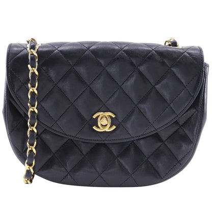 CHANEL Shoulder Bag Calfskin black Matrasse ChainShoulder