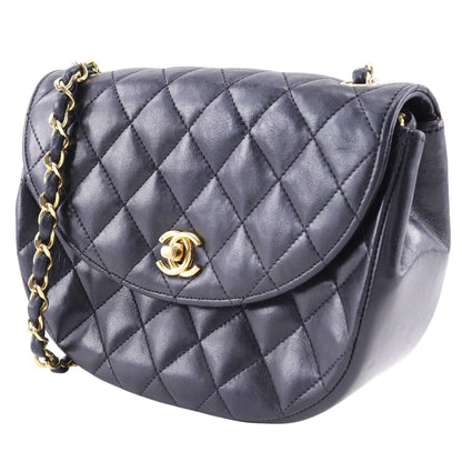 CHANEL Shoulder Bag Calfskin black Matrasse ChainShoulder