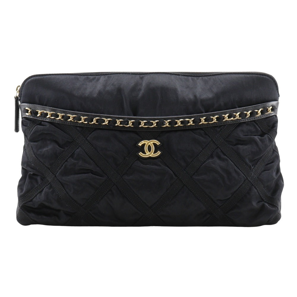 CHANEL Clutch bag Satin black 2WAY tote Ecoport