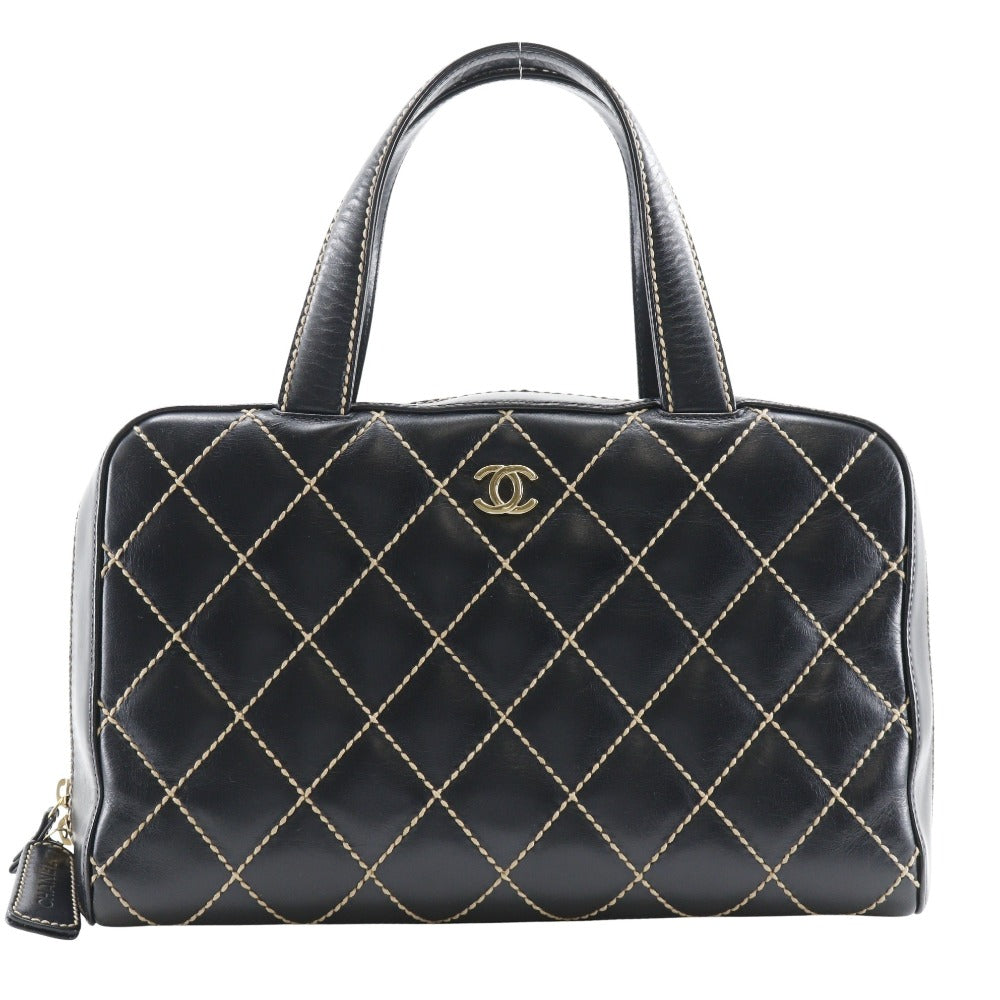 CHANEL Handbag A18121 Calfskin black Wild stitch Mini Boston