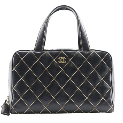 CHANEL Handbag A18121 Calfskin black Wild stitch Mini Boston