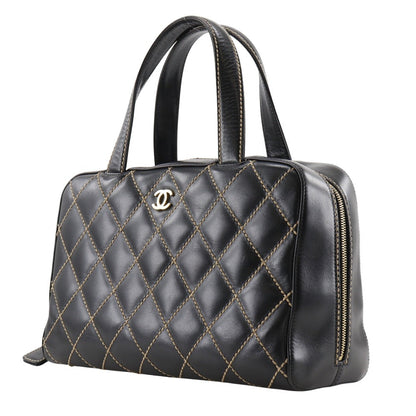 CHANEL Handbag A18121 Calfskin black Wild stitch Mini Boston