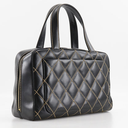 CHANEL Handbag A18121 Calfskin black Wild stitch Mini Boston