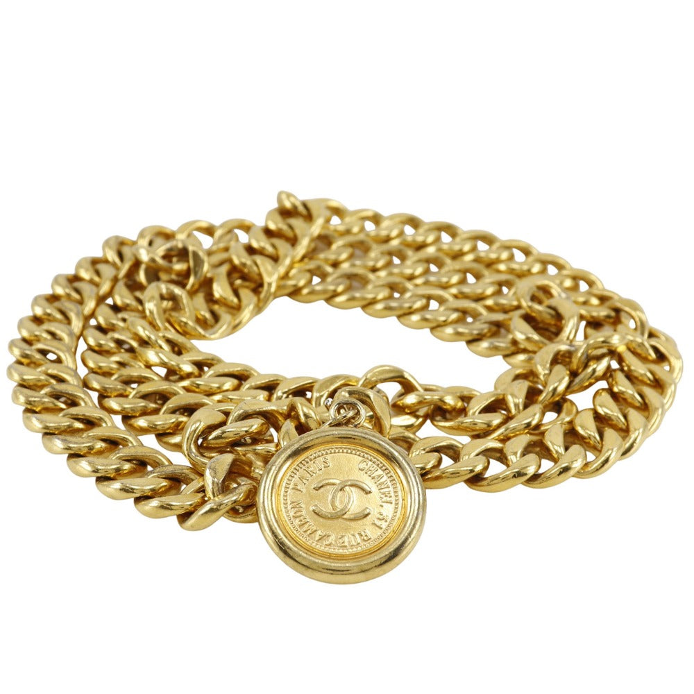 CHANEL belt Plated Gold gold COCO Mark Coin Chain belt