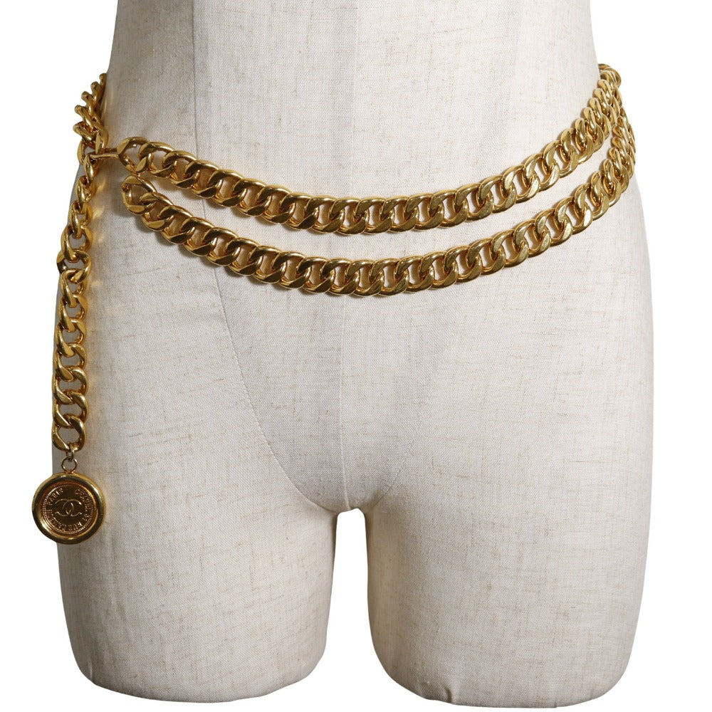 CHANEL belt Plated Gold gold COCO Mark Coin Chain belt