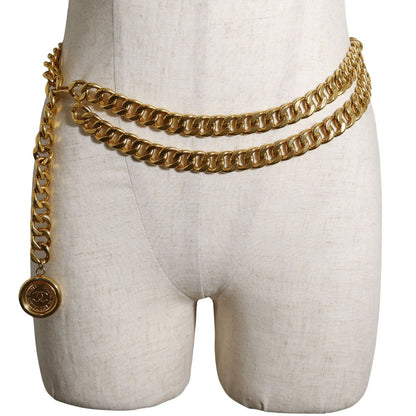 CHANEL belt Plated Gold gold COCO Mark Coin Chain belt
