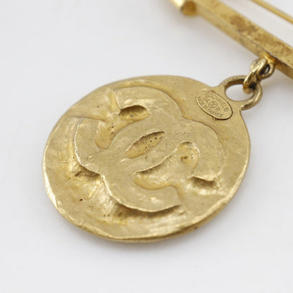 CHANEL Brooch Plated Gold gold Safety pin COCO Mark