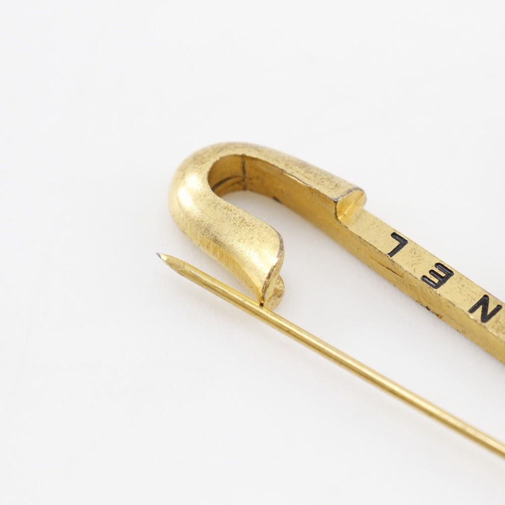 CHANEL Brooch Plated Gold gold Safety pin COCO Mark
