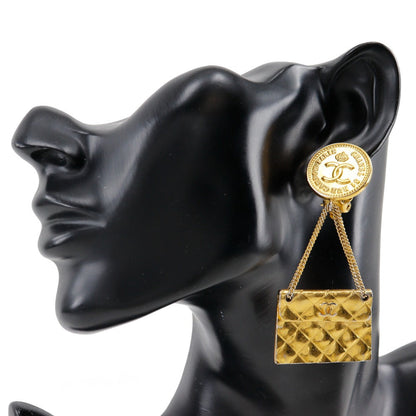 CHANEL Earring Plated Gold gold COCO Mark Matelasse bag motif