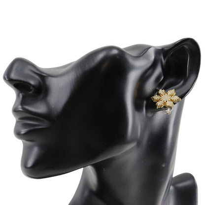 CHANEL Pierce Plated Gold White COCO Mark Crystal of snow