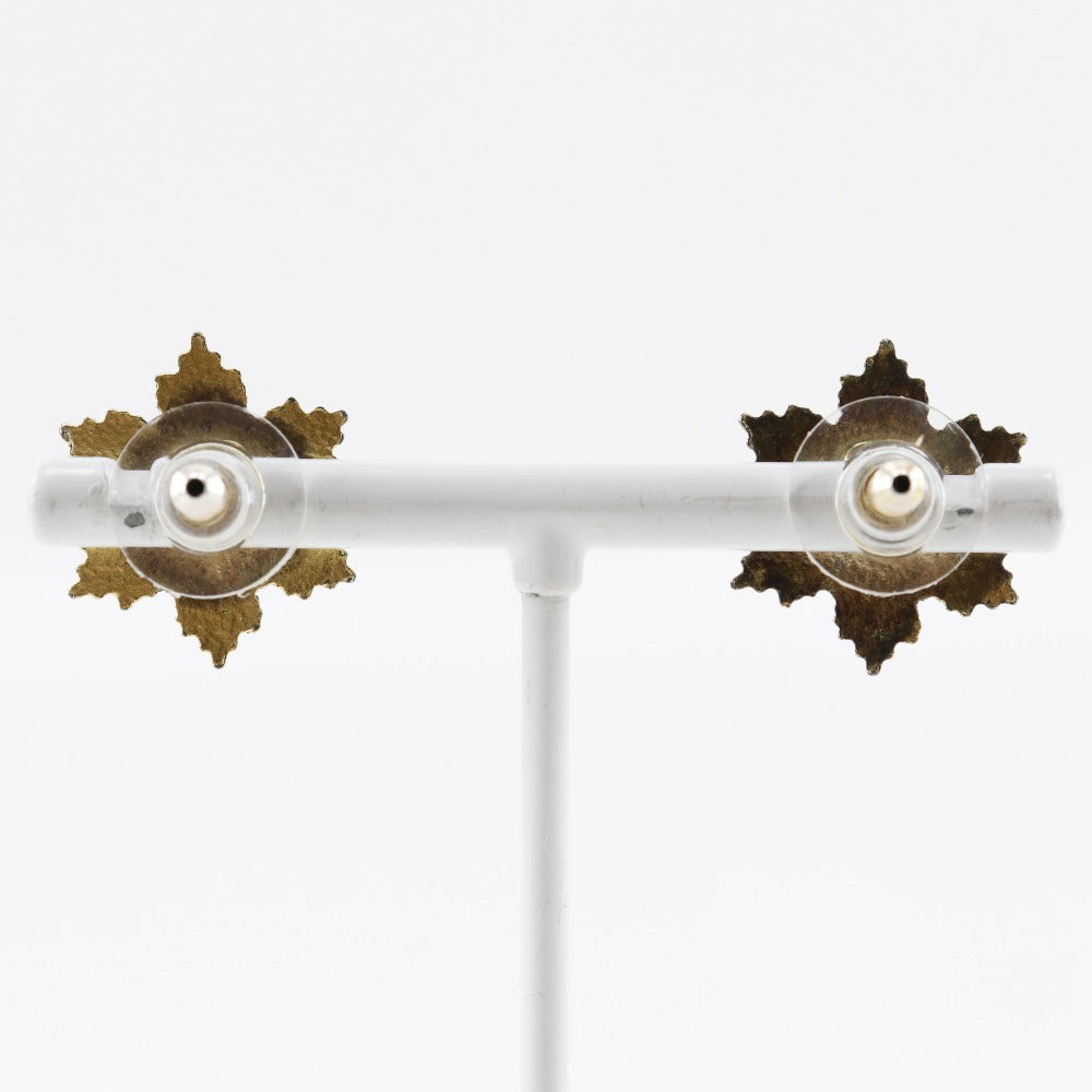 CHANEL Pierce Plated Gold White COCO Mark Crystal of snow