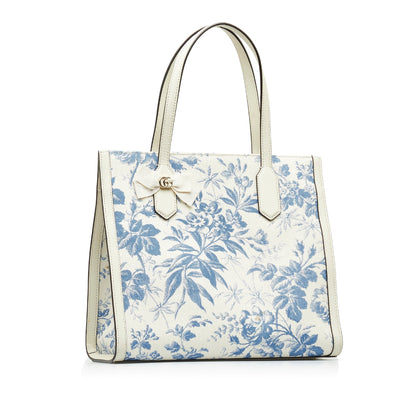 White Gucci GG Ribbon Herbarium Tote