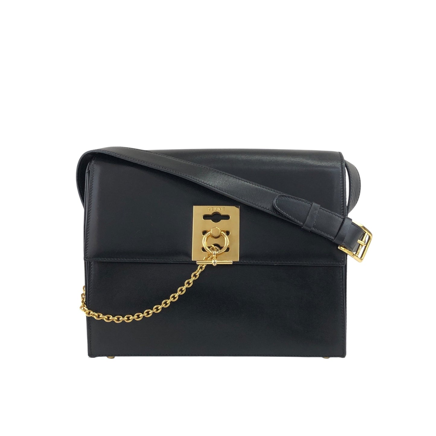 CELINE Gancini Shoulder bag Black Vintage mv6k7d