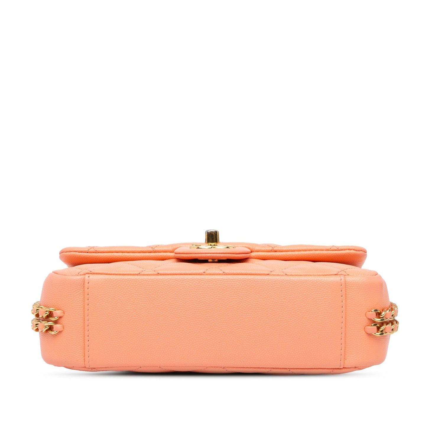 Orange Chanel Mini Quilted Caviar CC You Flap Crossbody Bag