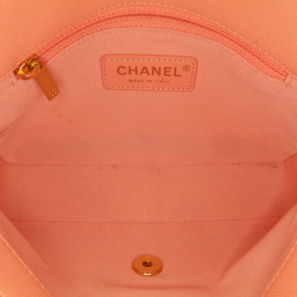 Orange Chanel Mini Quilted Caviar CC You Flap Crossbody Bag