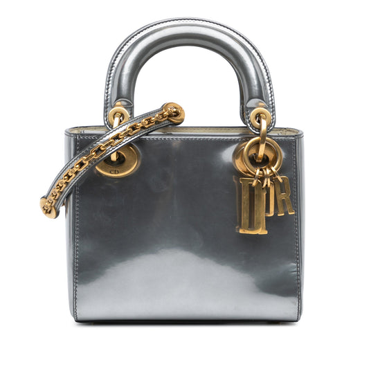 Mini Metallic Glazed Calfskin Lady Dior