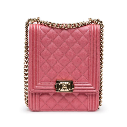 Pink Chanel North South Boy Flap Crossbody Bag