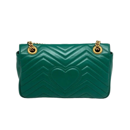 Gucci Small GG Marmont Calfskin Matelasse Emerald Green GHW
