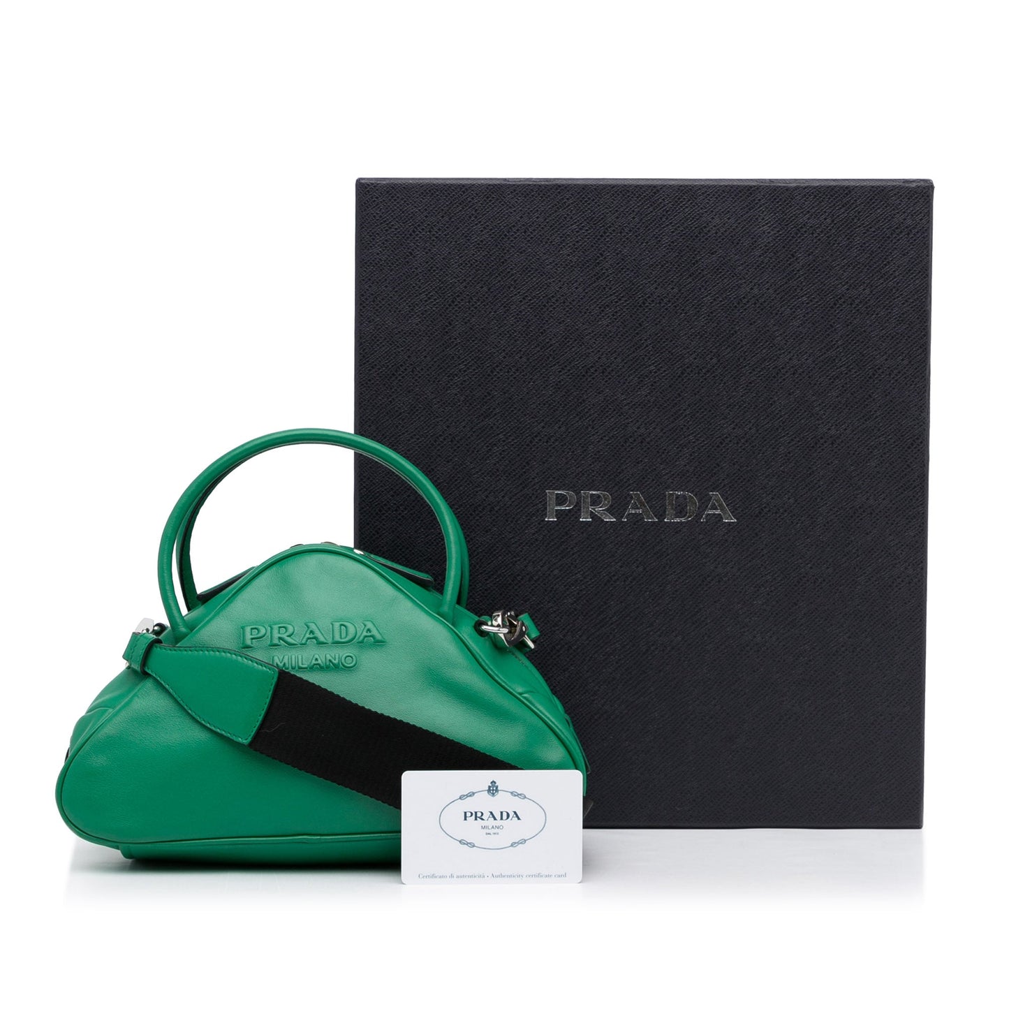 Prada Triangle Green Leather