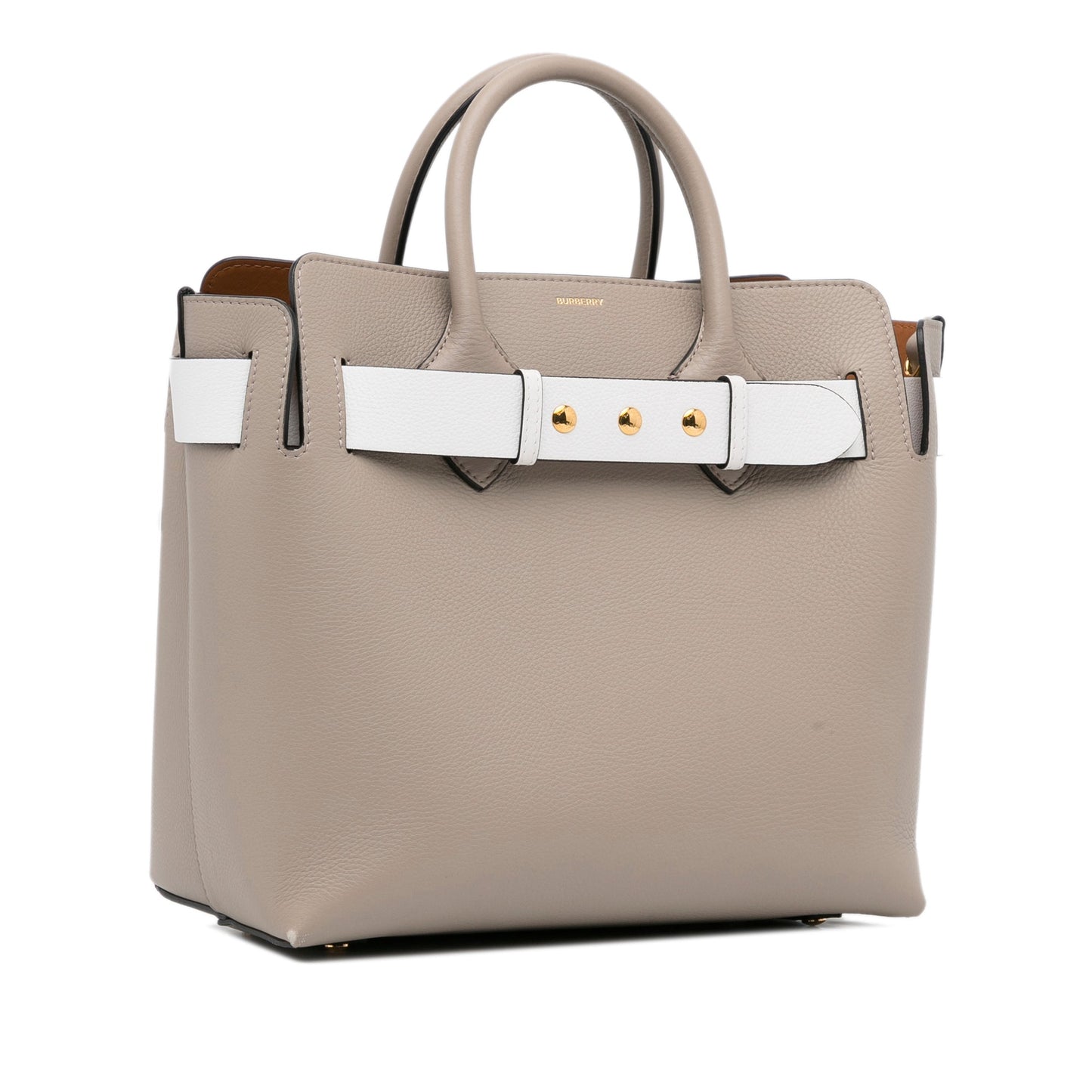 Burberry Belt Handbag Medium Light Brown Leather