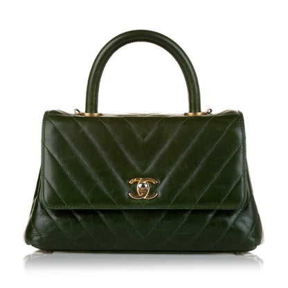 Chanel Small Top Handle Chevron Bag