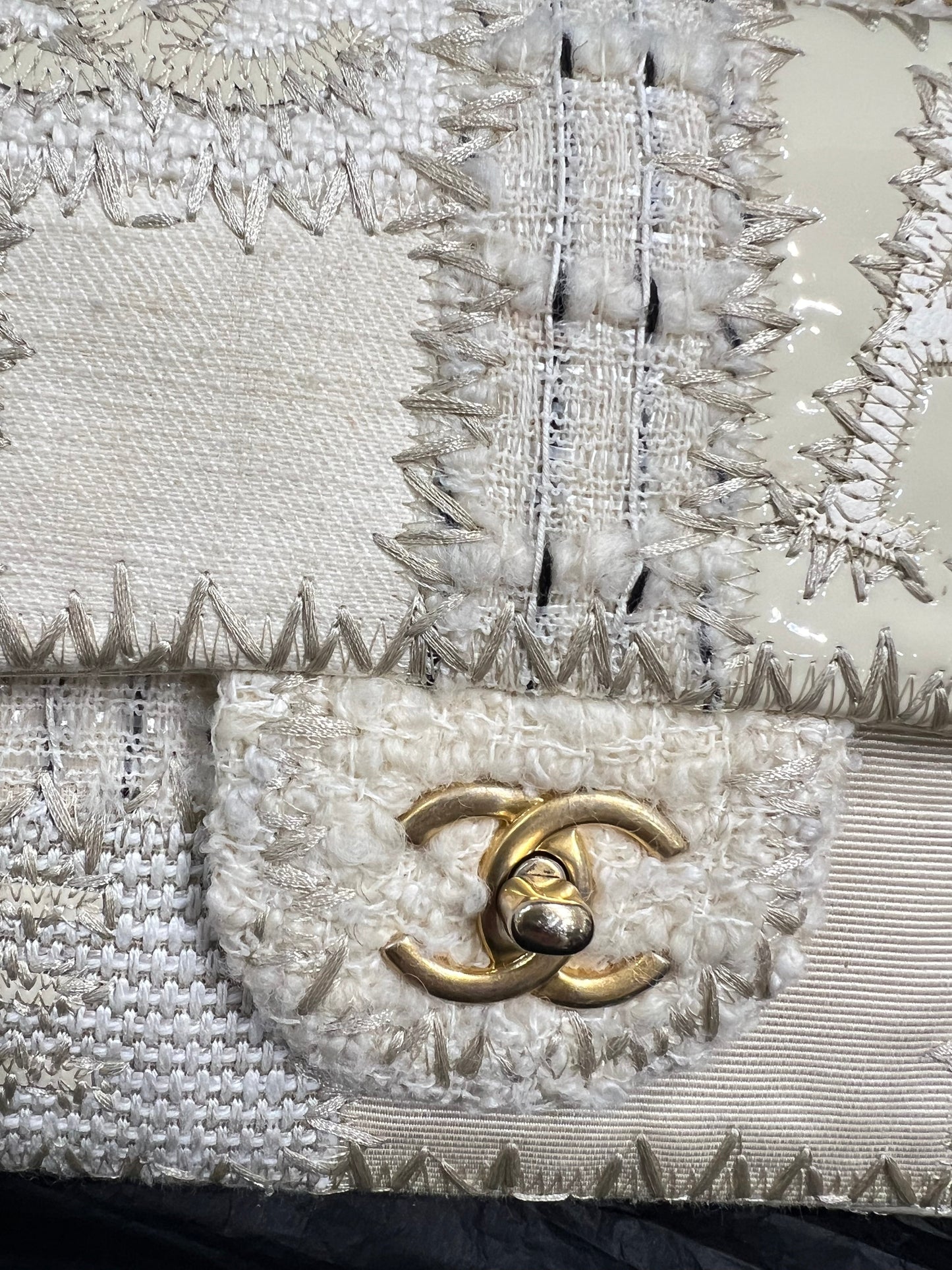 Chanel - sac classique patchwork crème