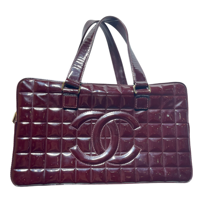 Chanel Hand Bag Leather BRW CHOCOLATE BAR BOWLING Bag
