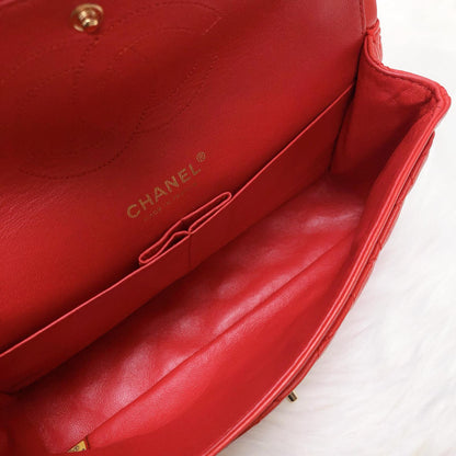 Timeless Classic Leather Double Flap Red Bag
