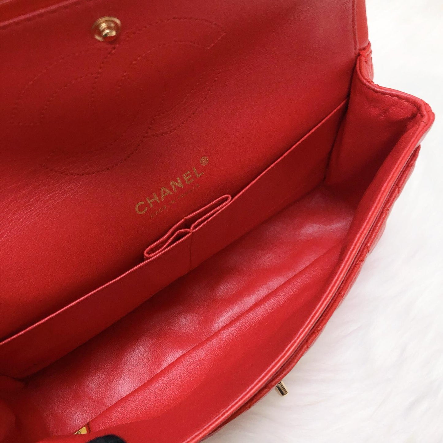 Timeless Classic Leather Double Flap Red Bag