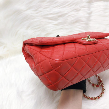 Timeless Classic Leather Double Flap Red Bag