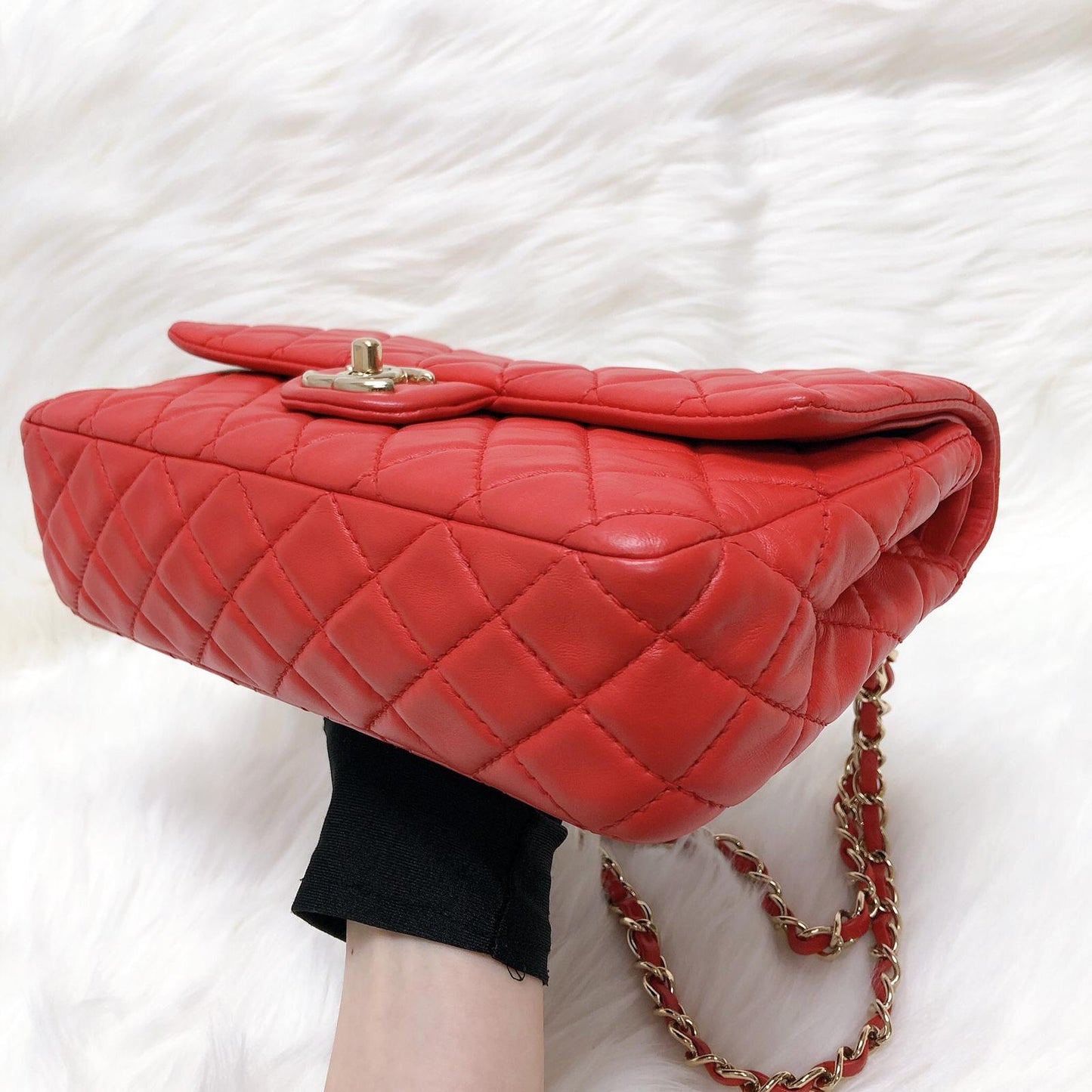 Timeless Classic Leather Double Flap Red Bag