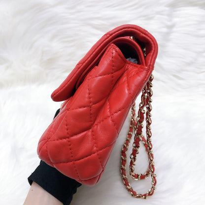 Timeless Classic Leather Double Flap Red Bag