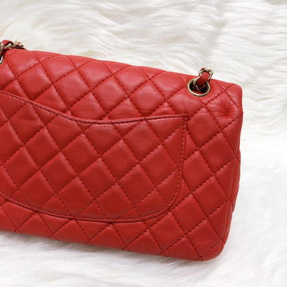 Timeless Classic Leather Double Flap Red Bag