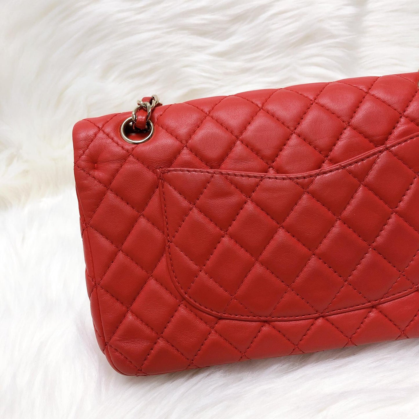 Timeless Classic Leather Double Flap Red Bag