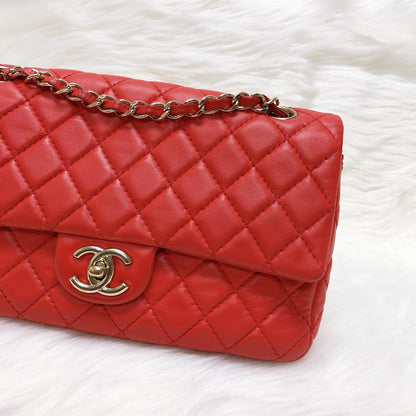 Timeless Classic Leather Double Flap Red Bag