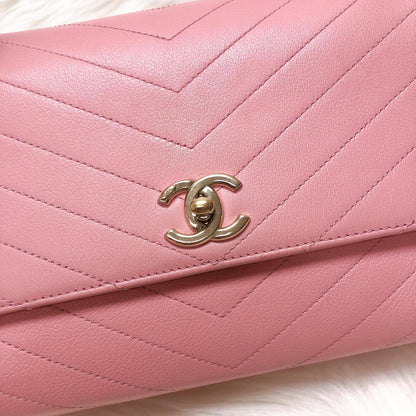 Calfskin Chevron Chic Top Handle Bag Small