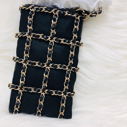 Phone Bag with Chain in Lambskin and Gold-Tone Metal