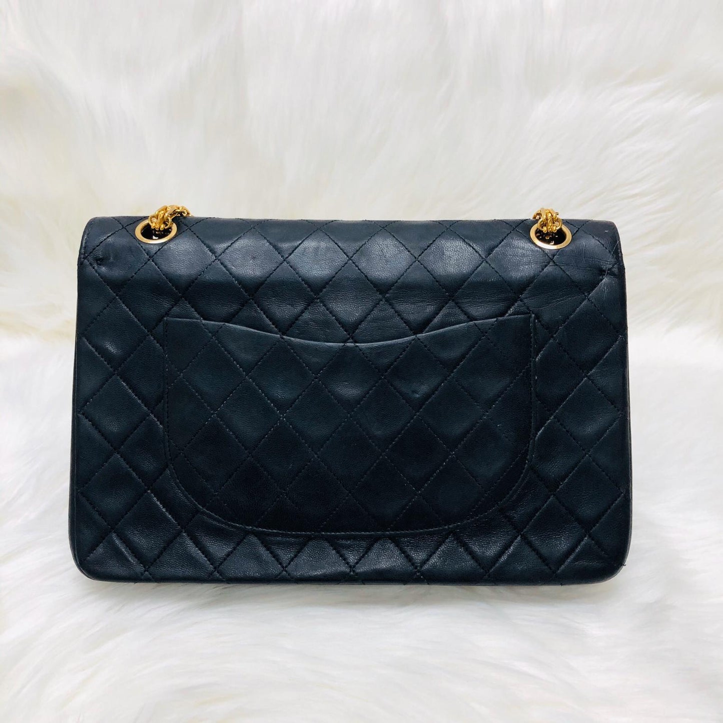 Mademoiselle Vintage Double Flap Medium in Black Lambskin with GHW with Reissue Strap