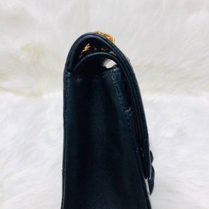 Mademoiselle Vintage Double Flap Medium in Black Lambskin with GHW with Reissue Strap