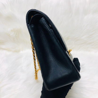 Mademoiselle Vintage Double Flap Medium in Black Lambskin with GHW with Reissue Strap