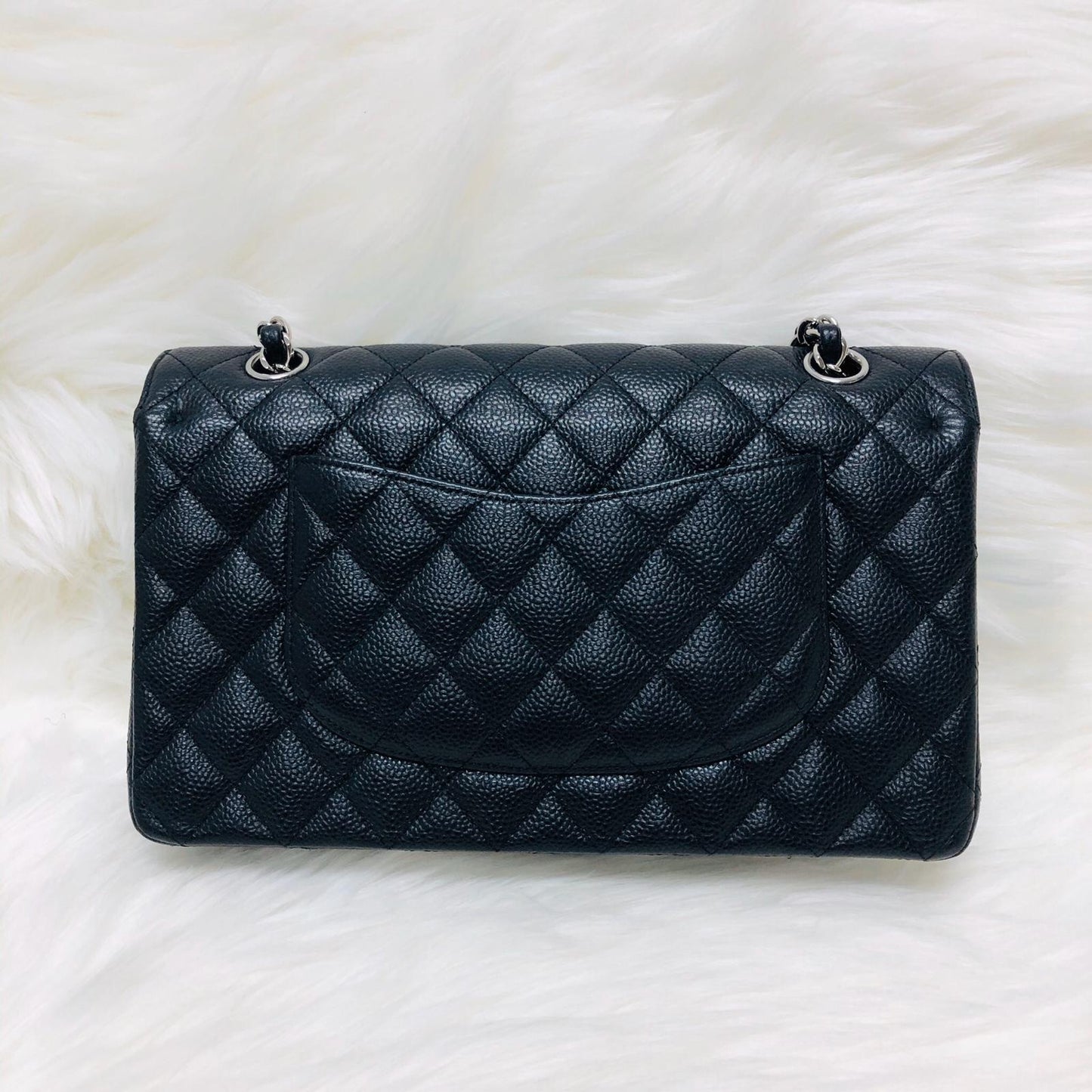 Classic Double  Flap in Black Caviar SHW