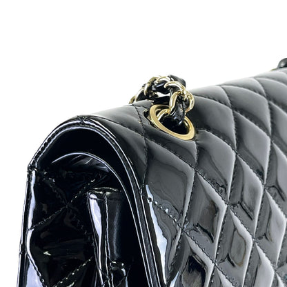Medium Classic Double Flap Patent Black GHW